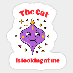 Scared of the Cat Ornament Sticker